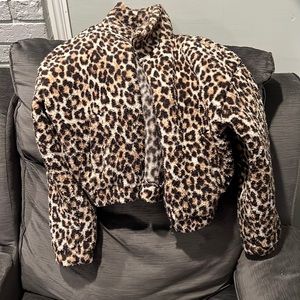 Cheetah crop teddy jacket